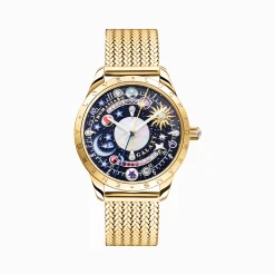 Best Uhr Cosmic Amulet mit Zifferblatt in Dunkelblau gelbgoldfarben Damen Uhren|Damenuhren